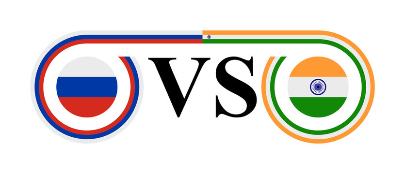 the concept of russia vs india. vector illustration isolated on white background