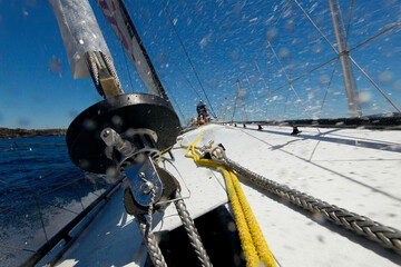 On board Alfa Romeo during a test sail in Sydney, Australia in preparation for the Rolex Sydney to Hobart 2009.