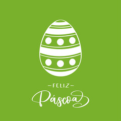 Happy Easter lettering in Portuguese (Feliz Páscoa) with Easter egg. Vector illustration