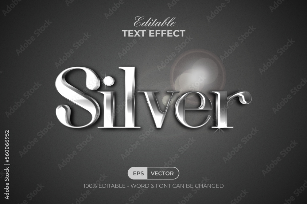 Poster Silver text effect gradient style. Editable text effect.