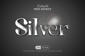 Silver text effect gradient style. Editable text effect.
