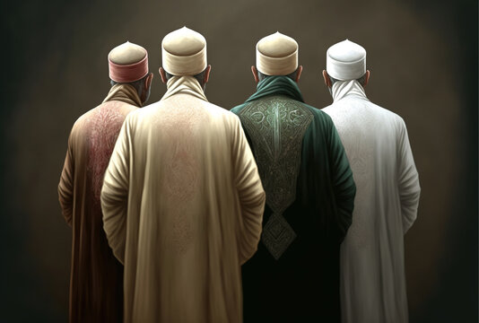 four Imams of Jurisprudence: Imam Abu Hanifa, Imam Malik, Imam Shafiee, Imam Ahmad ibn Hanbal