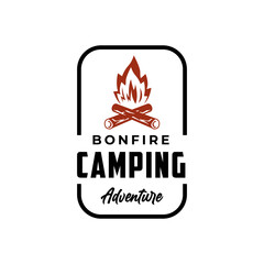 Emblem badge campfire bonfire logo design 