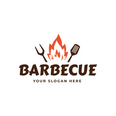 Logo template for barbecue restaurant. Vector EPS 10