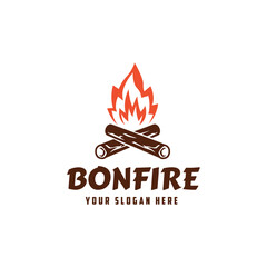 Emblem badge campfire bonfire logo design 