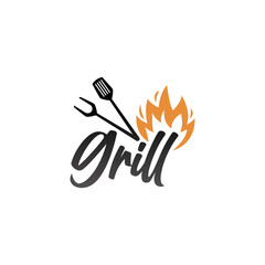Logo template for barbecue restaurant. Vector EPS 10