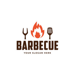 Logo template for barbecue restaurant. Vector EPS 10