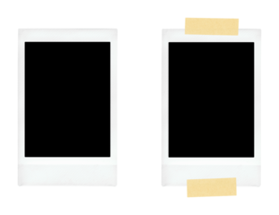 Empty Polaroid photo frames on transparent background