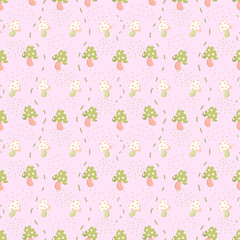 Cute hand drawn cartoon mushroom seamless pattern for baby fabric, kids textile or wallpaper. Doodle style.