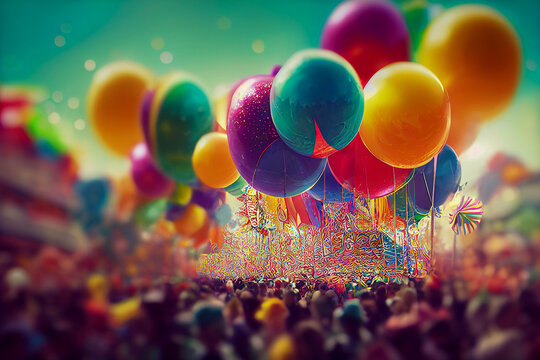background with balloon carnival ,Generative AI Art Illustration