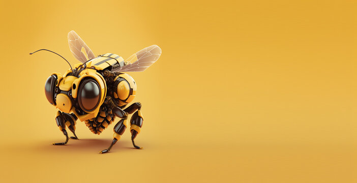 Robot bee or wasp header illustration