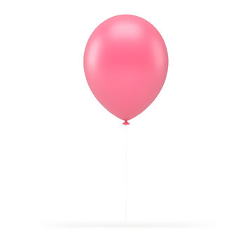 Air balloon pink rubber inflatable happy birthday congratulations 3d icon realistic vector