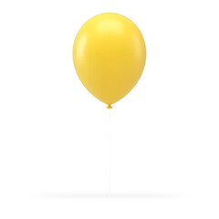 3d air balloon yellow glossy flying rubber inflatable decor element realistic vector illustration