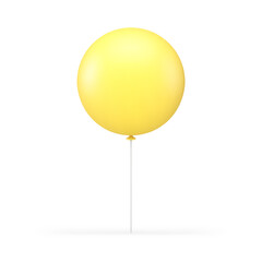 Yellow air balloon on stick 3d icon festive congratulations surprise realistic vector illustration