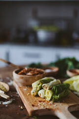 Lahana Sarma, Turkish traditional food,a boiled cabbage leaf that is formed into a roll with a stuffing of rice