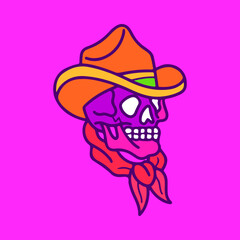 vector illustration of a cowboy skull