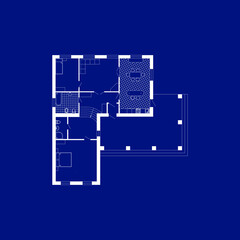 Blueprint floor plan of a modern apartment.  Vector blueprint. Architectural background.