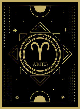Aries horoscope and zodiac constellation symbol Premium Vector tarot card for tarot reader	