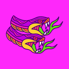 vector illustration of two snake heads