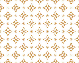 Abstract geometry pattern in Arabian style. Seamless vector background. White and gold graphic ornament. Simple lattice graphic design