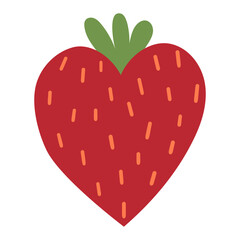 Illustration of a simple heart-shaped strawberry, Valentine's Day illustration