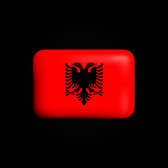 Albania Flag 3D Icon. National Flag of Albania. Vector illustration