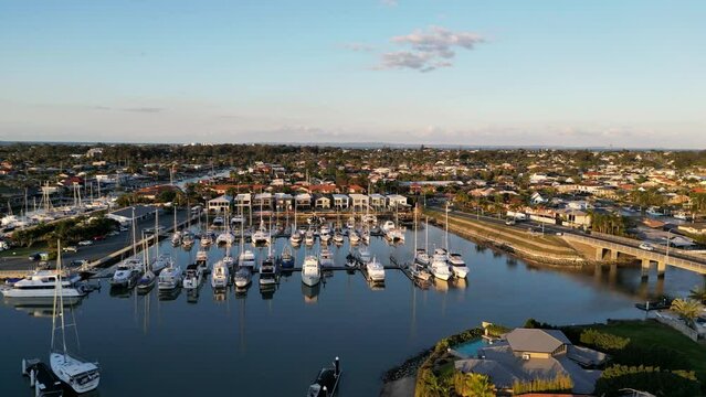 Newport, Boat Yard At Sunset Drone Video