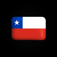 Chile Flag 3D Icon. National Flag of Chile. Vector illustration