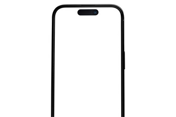 Modern smartphone mockup with dynamic island and camera cutout. Phone template with transparent...