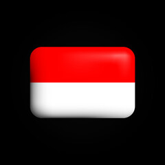 Indonesia Flag 3D Icon. National Flag of Indonesia. Vector illustration