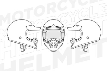 Template helmet full face line art helmet vector illustration line art vector helmet vector