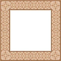 Antique square tile frame botanic garden vintage pattern curve cross line