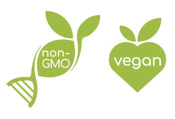 Hundred natural organic and GMO free icons - obrazy, fototapety, plakaty