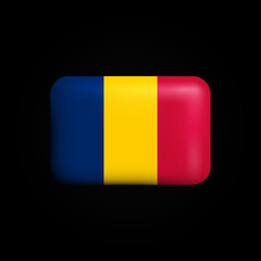 Chad Flag 3D Icon. National Flag of Chad. Vector illustration