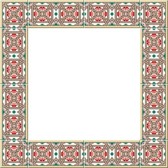 Antique square tile frame botanic garden vintage pattern flower plant