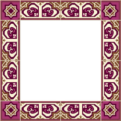 Antique square tile frame botanic garden vintage pattern geometry purple cross