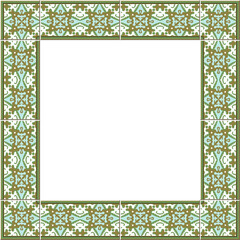 Antique square tile frame botanic garden vintage pattern spiral cross plant