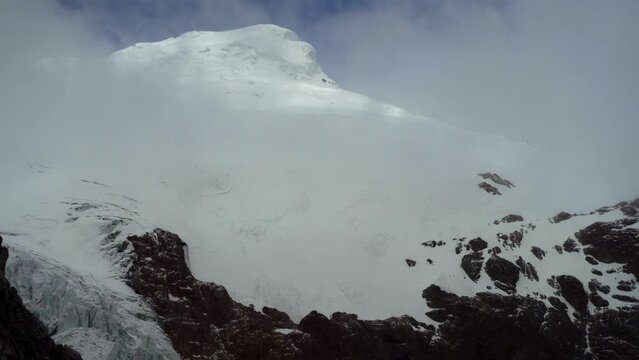 panoramic view of the top of the cayambe volcano in ecuador
