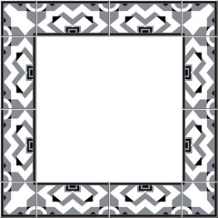 Antique square tile frame botanic garden vintage pattern gray geometry kaleidoscope