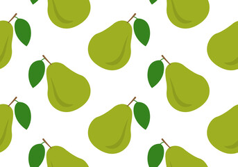 Pear seamless pattern or texture. Summer fruit background or print. Vector illustration.