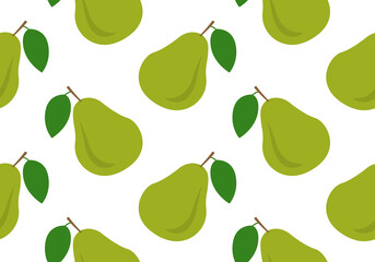 Pear seamless pattern or texture. Summer fruit background or print. Vector illustration.