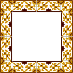 Antique square tile frame botanic garden vintage pattern kaleidoscope