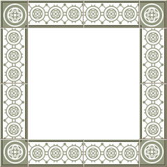 Antique square tile frame botanic garden vintage pattern round cross line
