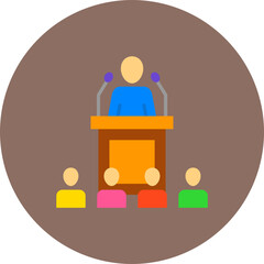 Conference Multicolor Circle Flat Icon