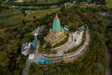 Aerial view of Wat Nantawan Temple Chon Buri, Thailand - obrazy, fototapety, plakaty