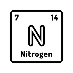 nitrogen chemical element line icon vector. nitrogen chemical element sign. isolated contour symbol black illustration