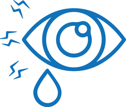 Eye infection icon, eye disease icon blue vector 