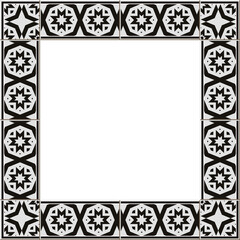Antique square tile frame polygon geometry cross kaleidoscope