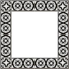 Antique square tile frame polygon geometry cross kaleidoscope