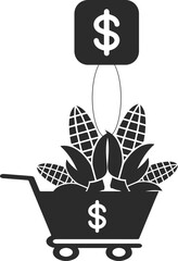 food price hike icon, Rising price for food icon black vector